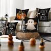 1/4Pcs Halloween Pillowcase, Halloween Orange Pumpkin Ghost Cushion Cover, Decorative Sofa, Living Room, Bedroom Cushion Cover