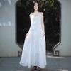 Cool Wind Summer Dress Loose and Thin Solid Color V-neck Cotton Fishtail Suspender Skirt Long Dress Color