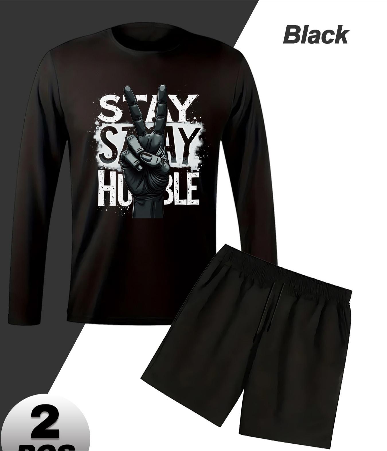 

Men s Vintage Long Sleeve Shorts Set, Retro Style & Versatile XXL чорний