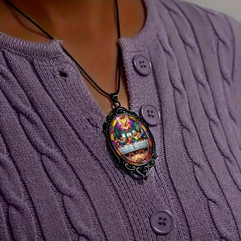 Pendant Elegant Black Frame Mosaic - Stylish and Romantic Gift Necklace