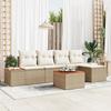 VidaXL 6-Piece Garden Sofa Set with Cushions Beige Poly Rattan Acacia 3348072