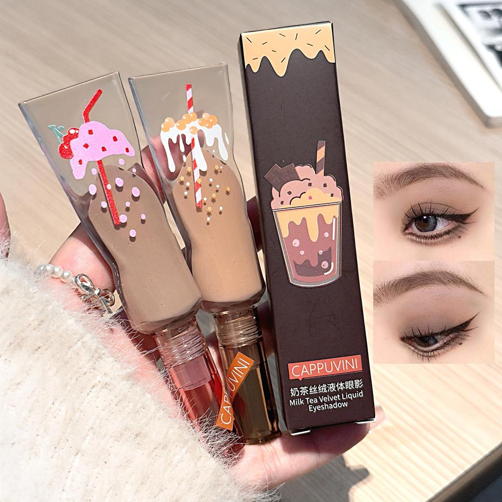 CAPPUVINI Milk Tea Velvet Liquid Eyeshadow Monochrome Matte Makeup Long-lasting Brown Eyeshadow