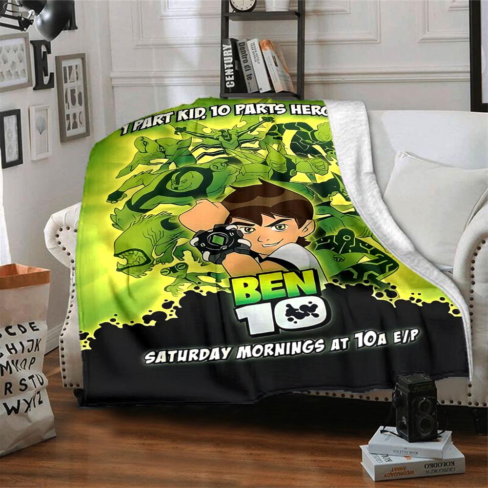 1pc Ben Alien Force Flannel Blanket for Super Soft Cute Comfort Blanket for Travel Bedding Couch Sofa Blanket Y73062