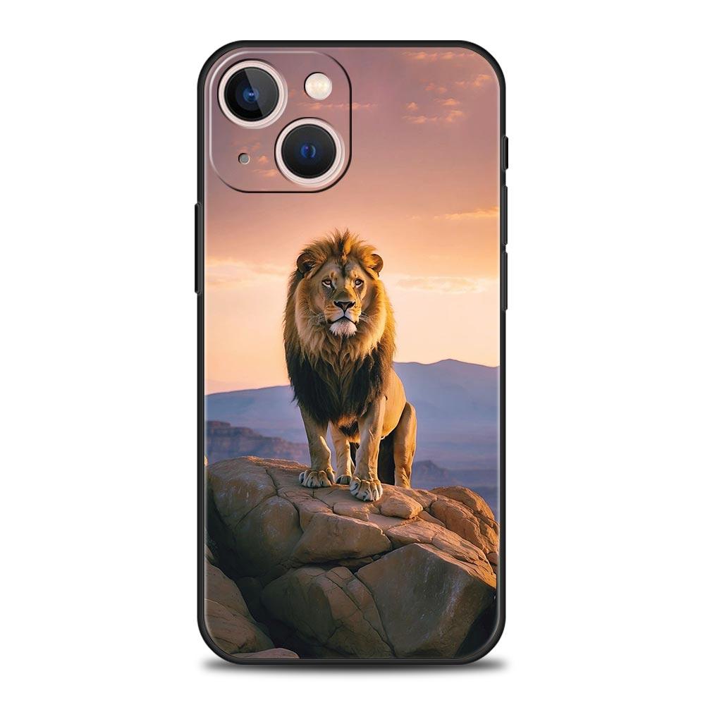 Lion King Animal Phone Case For iPhone 17 16 15 Pro Max 11 12 13 14 7 8 Plus SE 2020 X XR XS Cover Soft Black