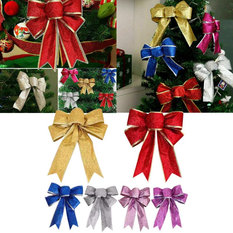 Bows Christmas Large Tree Bowknot Ornaments Party Gift Accessory For Wreath Xmas