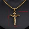 Bijoux Crucifix jésus Christ pour hommes et femmes, couleur or marron argent, pendentif croix en métal avec chaîne de cou, colliers pour hommes et femmes