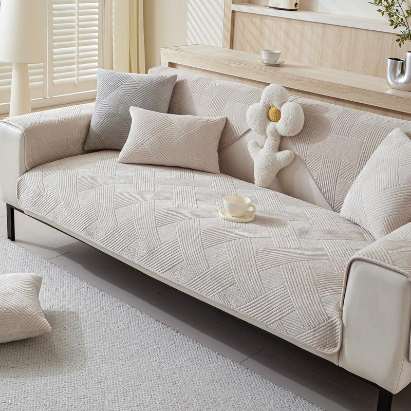Plush Sofa Cushion Winter Thickened Plush Simple Modern Four-Season Seat Cushion Combination Non-Slip Leather Sofa Cover Cover Cloth