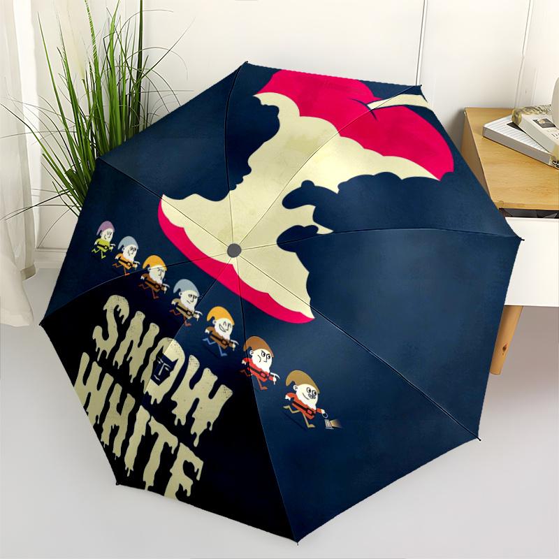 

Snow White s Apple Design Automatic Opening and Closing Cartoon Umbrella - Small Umbrella Suitable for Various Occasions, Portable 3-Fold Sm