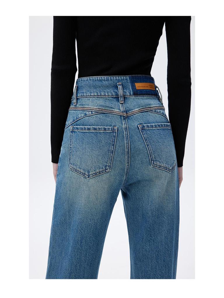 2026 European Style High-End Women's Wide Leg Summer Jeans - High Waist, Loose Fit, French Luxury, Floor-Length