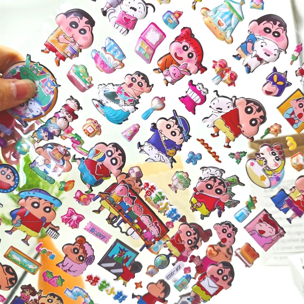 Kawaii Crayon Shin-chan 3D Double-Layer Cartoon Sticker Cute DIY Mobile Phone Case Decoration Sticker for Scrapbooking