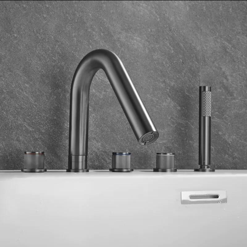 TLXT Gunmetal Grey Rotatable Bathtub Faucet Set