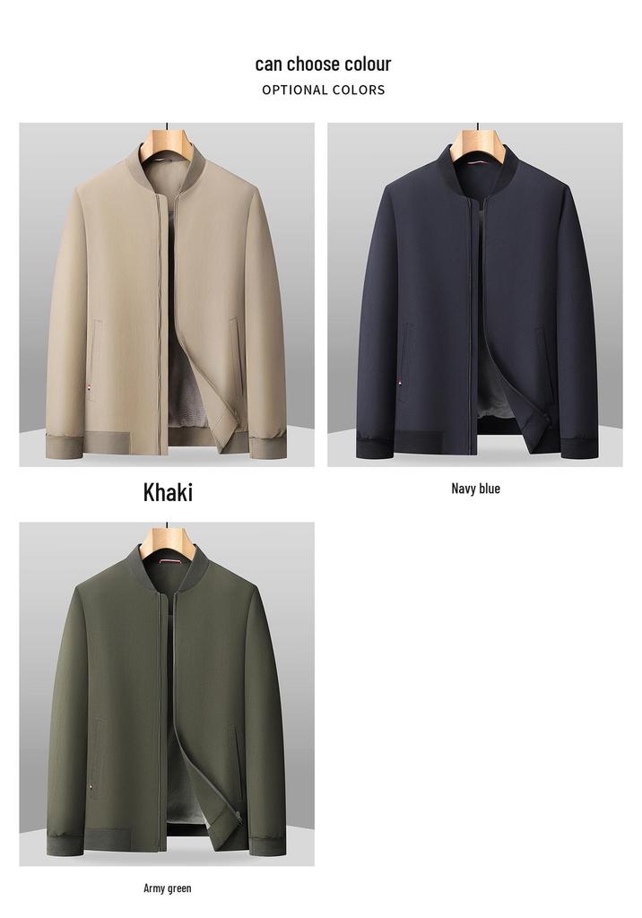 Dad's Mid-Length Men's Casual Jacket for Spring & Autumn - Business Baseball Collar Thin Coat