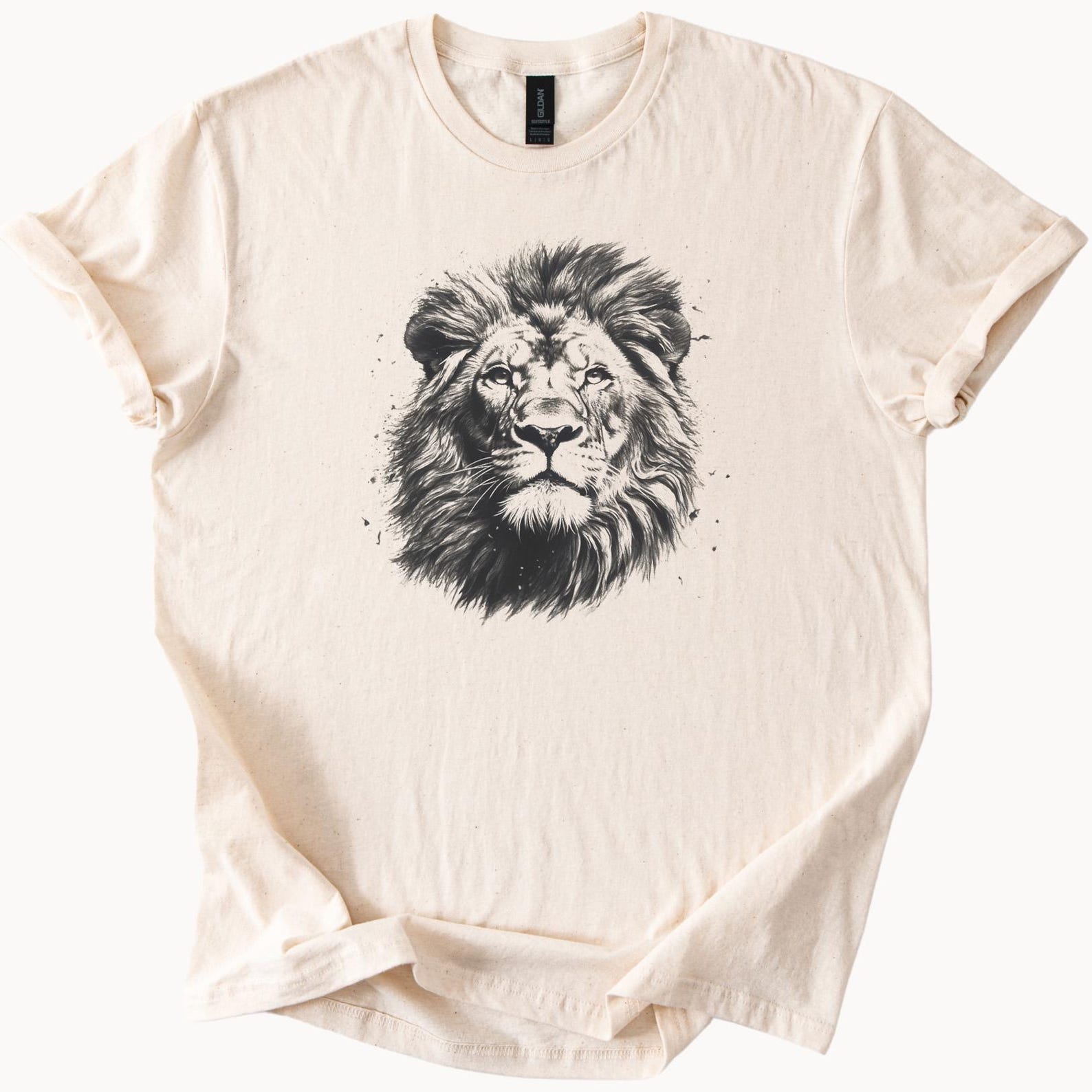 Majestic Lion Graphic Tee Animal Lover Shirt Nature Inspired Clothing Cool Lion Design TShirt Wildlife Art Fierce Lion Unique Animal Shirt 140