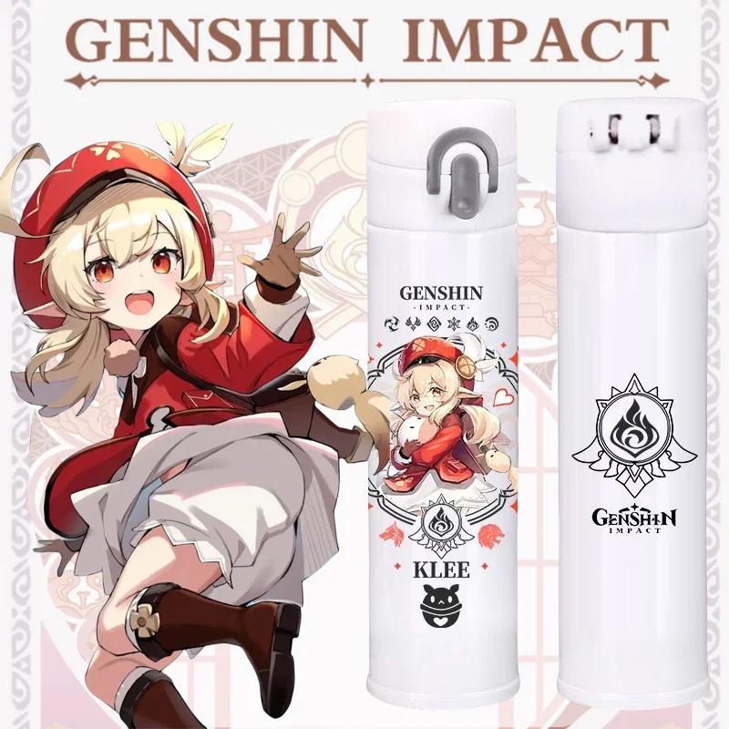 Genshin Thermos Cup Bottles Zhongli Beelzebul Genshin Impact Insulated Bottles Anime Coffee Water Cup Mug Vacuum Thermos Flask