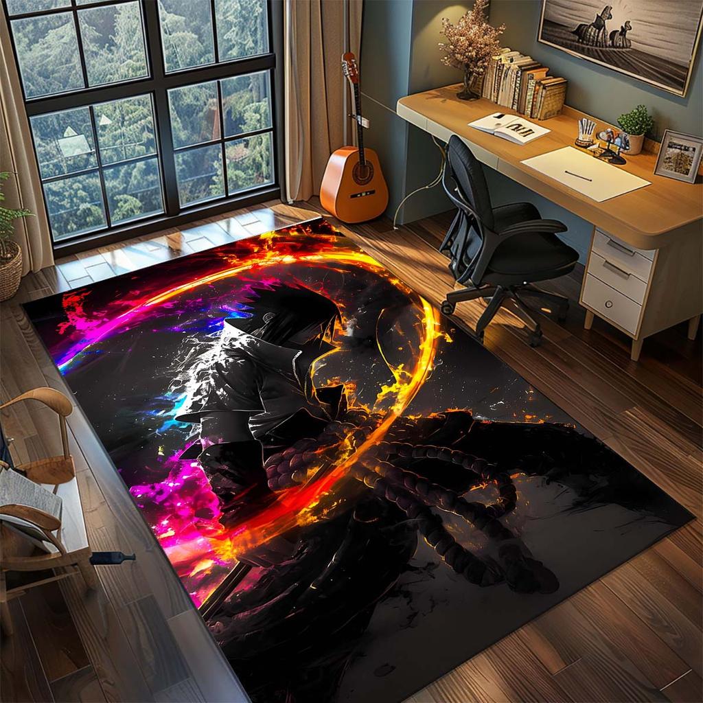 Tappeto Anime Naruto Tappeto Tappeto Grande Area Tappetino Pavimento Antiscivolo Lavabile Stanza Gamer Camera da Letto Decorazione Casa -QJY