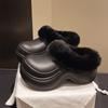 Fashion 2025 New Waterproof Indoor Street Wedges Slippers For Woman Winter Fluffy Shoes Warm Faux Fur Soft EVA Female Platform Slipper