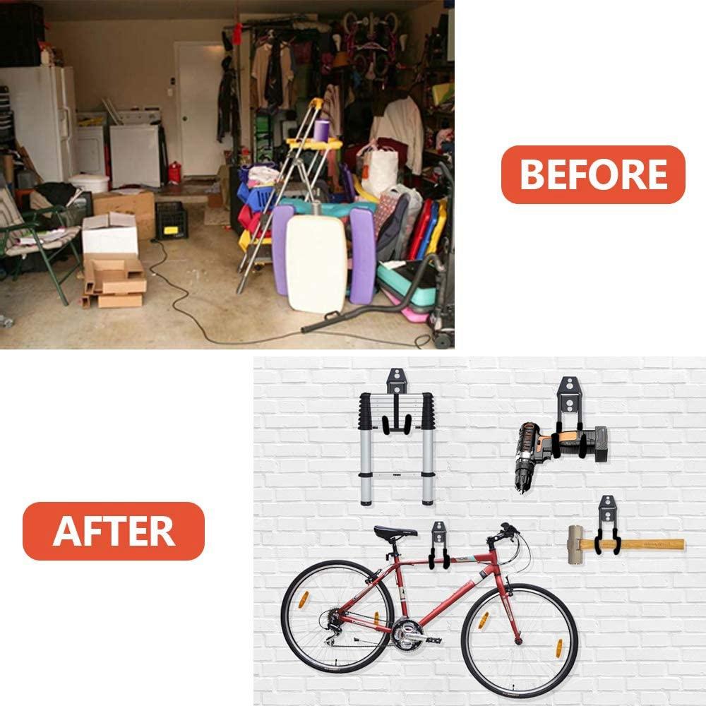 Garage Storage Hooks & Hangers, Heavy Duty Wall Mount Utility Double Garage Organizer For Garden Organizing Tools чёрный