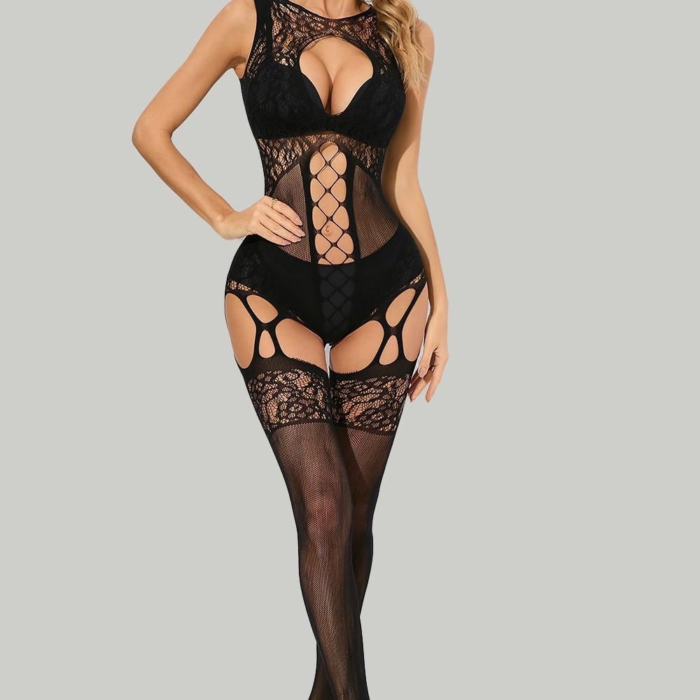 Sexy Body Lingerie Bodysuit Underwear Stocking Tight Sexy Transparent Pornos Suit Women Intimates Hose Black Mesh Bodystocking