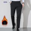 Romon Men's Fleece Lined Wrinkle-Free Stretch Straight-Leg Dress Pants