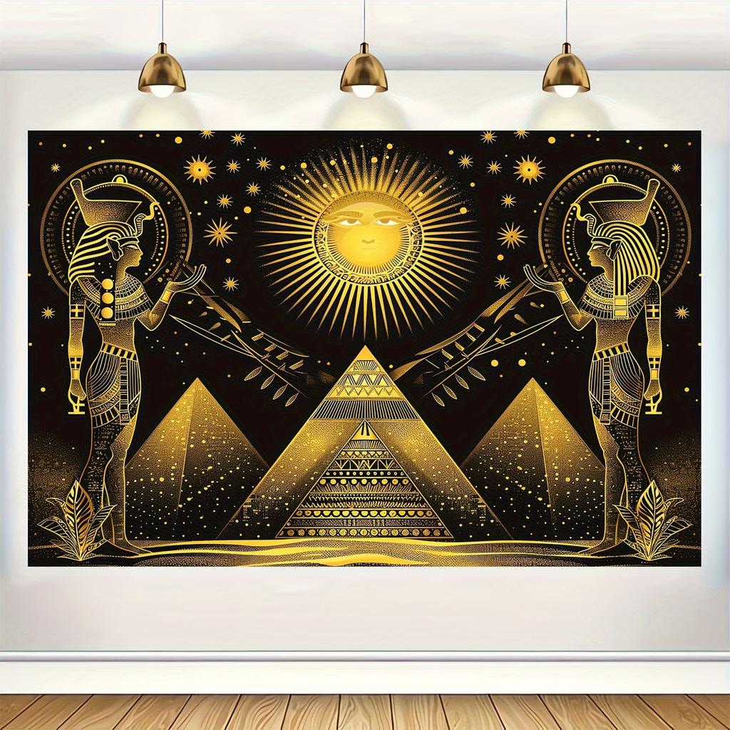 Fabric gold wallpaper for Egyptian Queen Cleopatra photo background Egyptian party decoration for adult portrait shooting