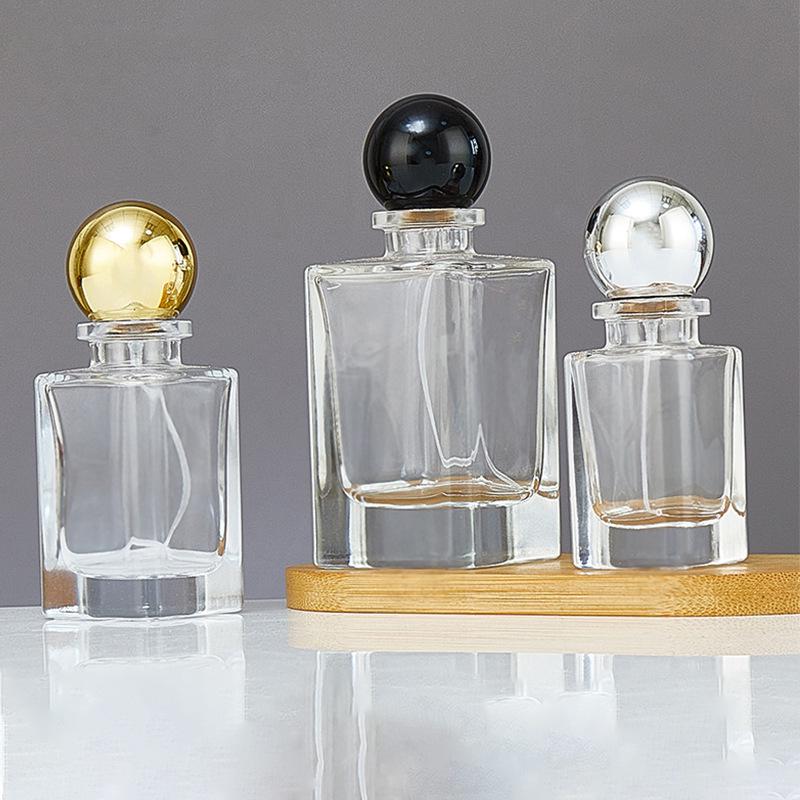 Luxury Glass Perfume Bottle Set: 30ml Press-type Decanter & 50ml Spray Refillable Bottles