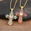 Nidin New Fashion Double Layer Jesus Cross Pendant Necklace 6 Colors For Women Men Shine Zircon Chain Link Jewelry Accessories
