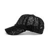 Boné de Beisebol de Lantejoulas Feminino Verão Boné de Malha Respirável Chapéu de Sol para Exterior