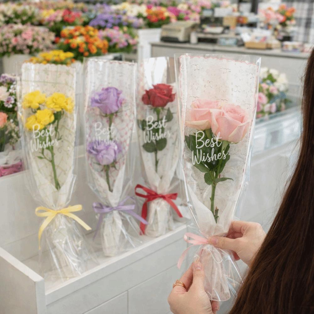 10 Stück/Set Wasserdichte Blumenverpackungsbeutel Transparente Bunte Rosenverpackungshülle Segens-Romantische Straußverpackungsbeutel