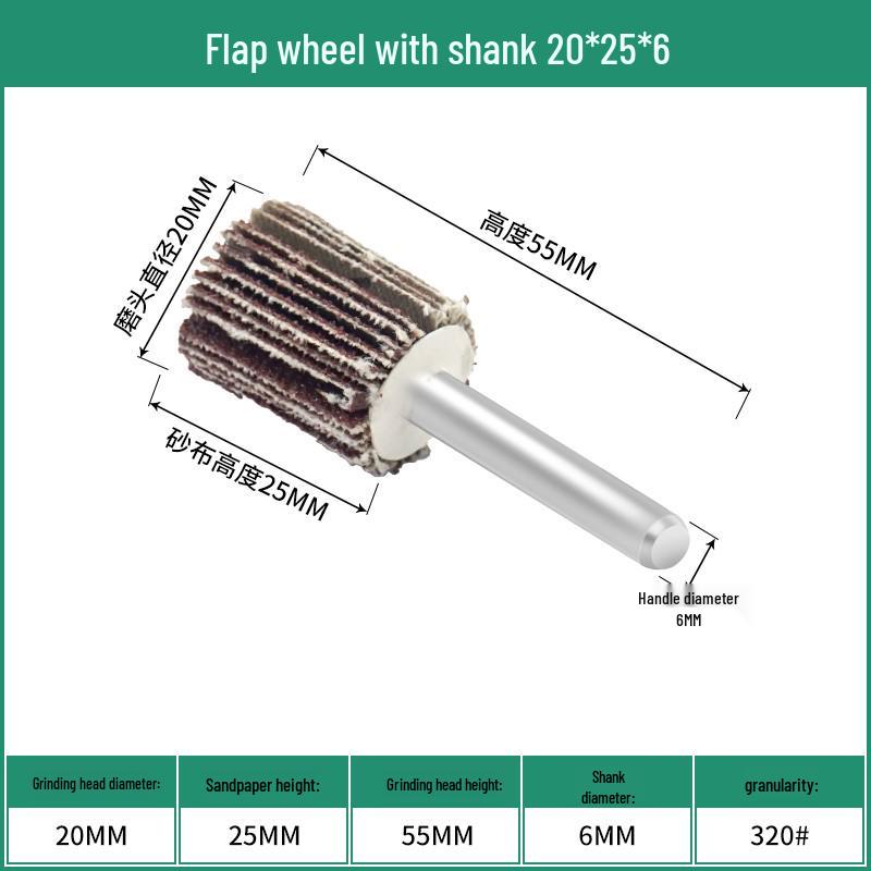 Cone Type Sandpaper Flap Wheel with Extended Shank for Metal and Woodworking