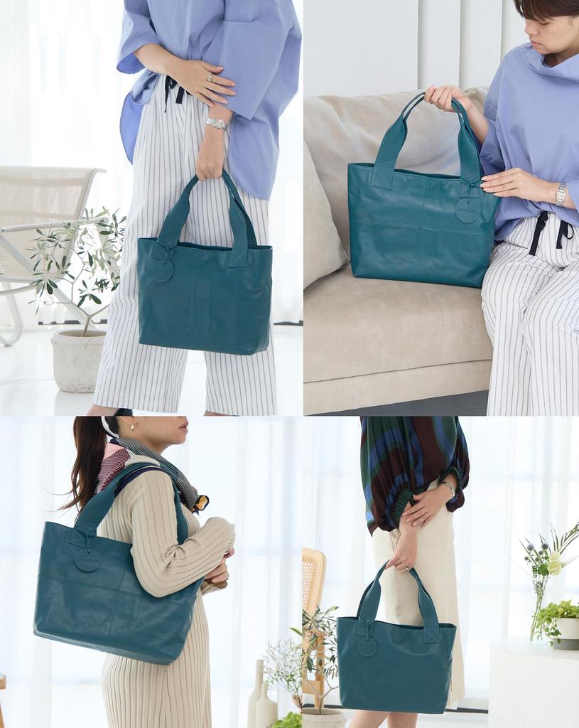 ZUCCHERO Bolso Tote Genuino Grande A4 para el Trabajo con Bolso de Mujer, Cuero, Ligero, Capacidad, Tamaño, Suave, Fondo, Azul-Verde