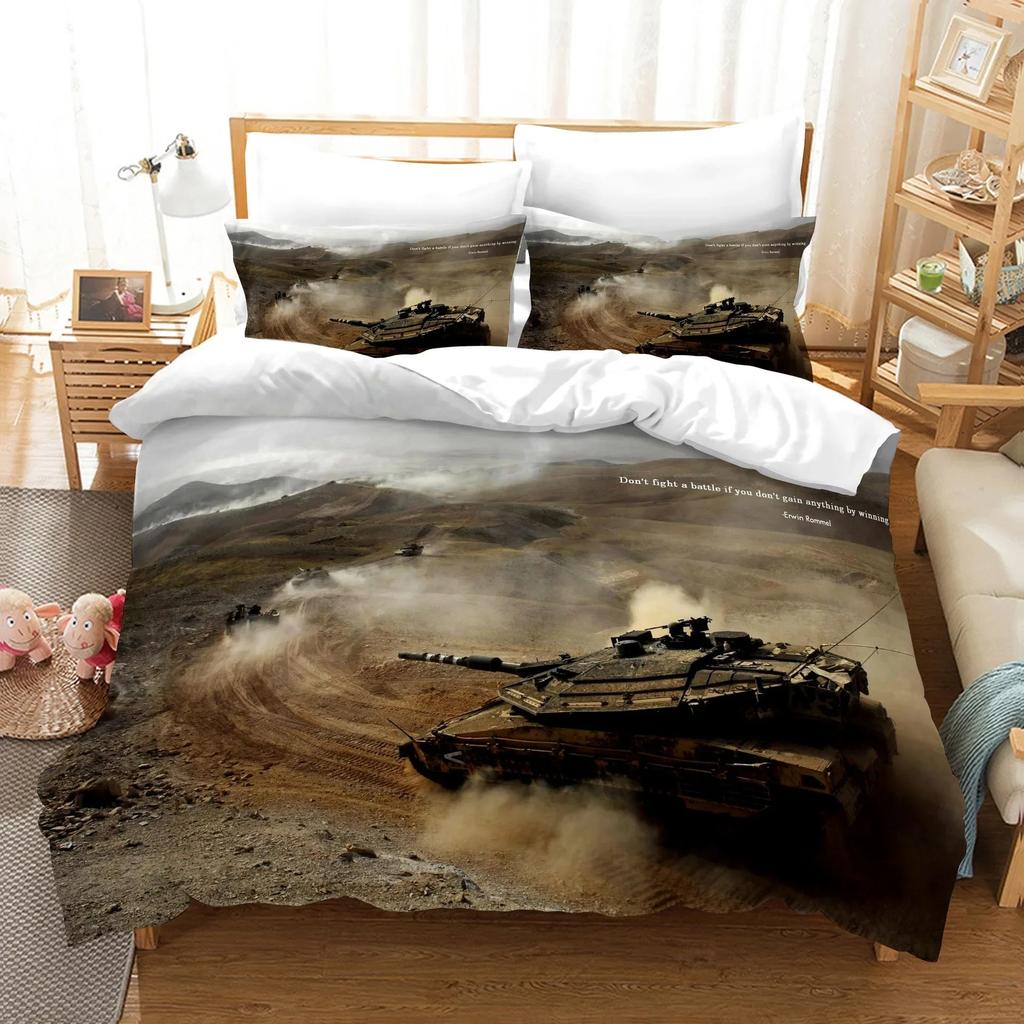 3D War Weapon Tank Duvet Cover with Pillow Cover Bedding Set Single Double Twin Full Queen King Size Bed Set Boys Bedroom Decor