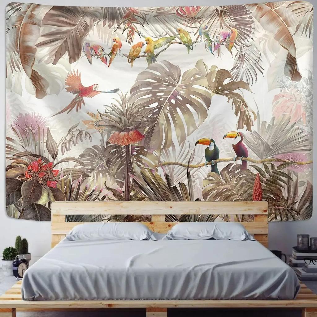 Nordic Ins Home Living Room Bedroom Fabric Hanging Painting Background Decoration Tropical Plant Print Tapestry Wall Hanging