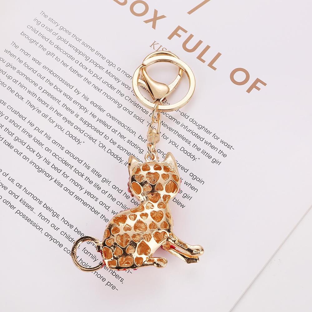 Colorful Rhinestone Kitten Keychain - Cute & Creative Bag Charm, Small Gift