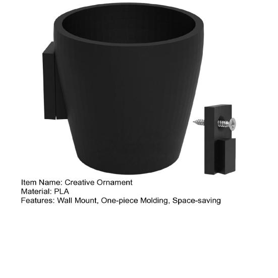 3D Printed Wall Planter, Hanging Indoor Flower Pot for Succulents, Minimalist Black Plant Holder for Home Office