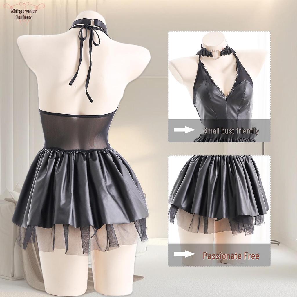Ladies' Sensual PU Mini Dress & Little Devil Anime Uniform Set