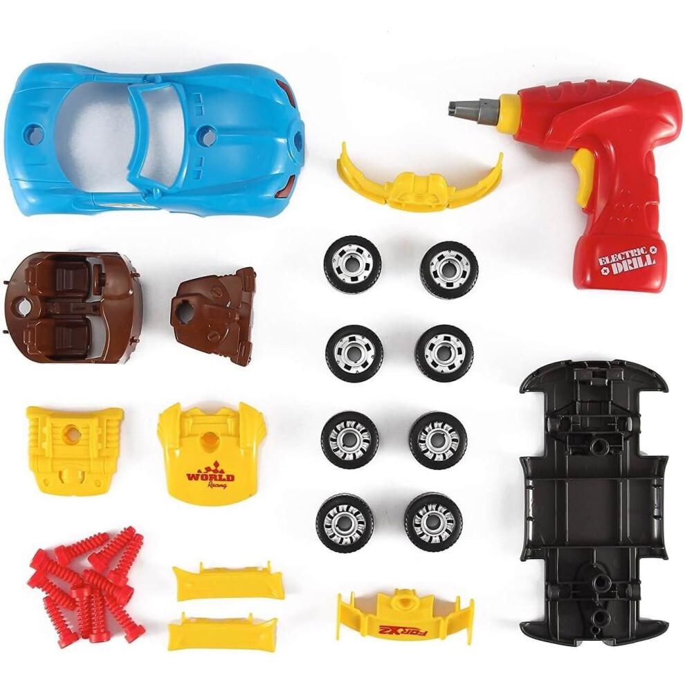Construction Toy Take Apart Toys Car Racing, 30 Pieces, Build Your Own Car Kit With Electric Drill Tools, Best Gift Present