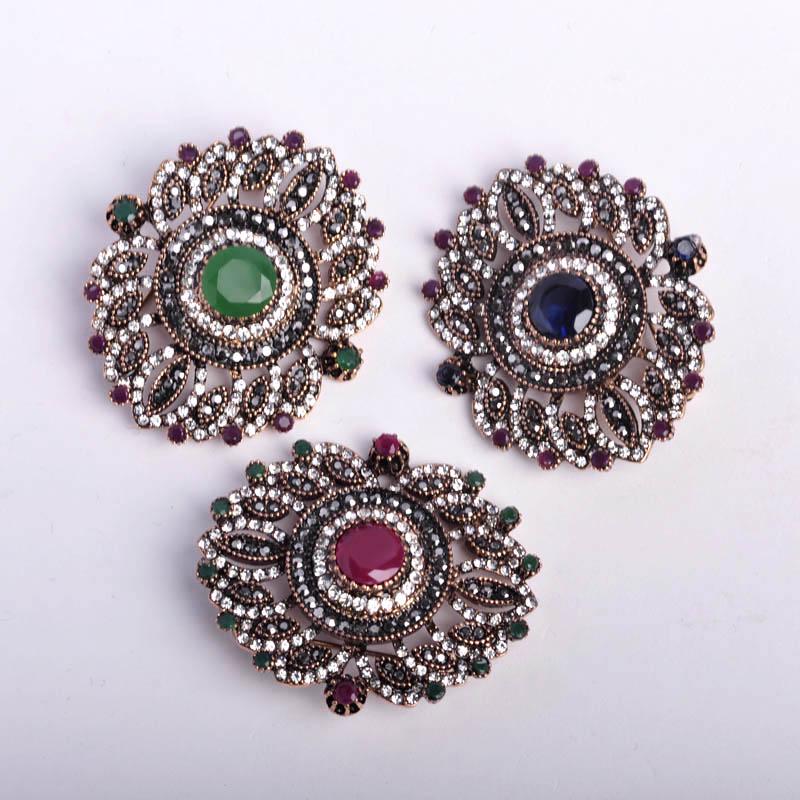 Blucome Quality Turkish Royal Style Vintage Brooch Pins for Women Men Scarf Suit Hijiab Pins