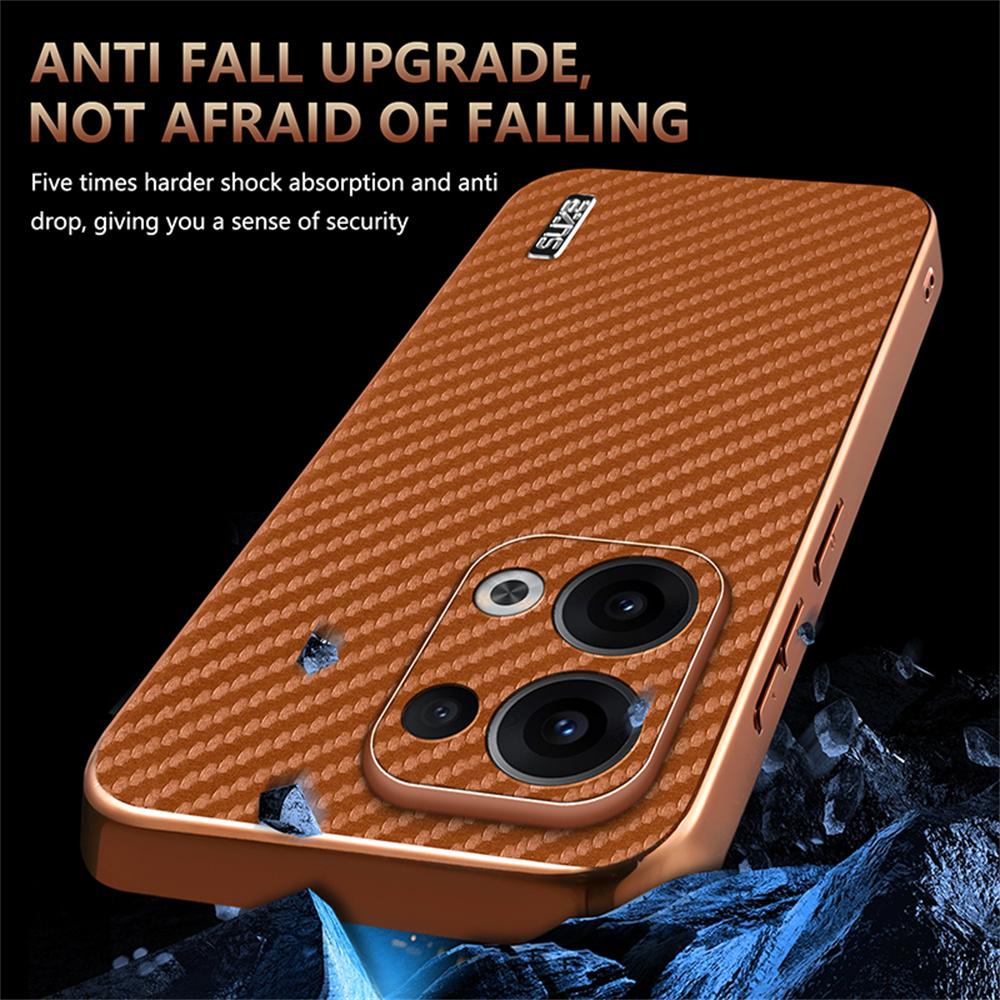 AZNS For Oppo Reno13 5G (Global) Case Electroplating Carbon Fiber Texture PU + TPU Phone Cover