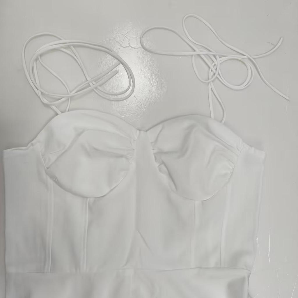 Spring 2026 European American Fashion High Waist Strapless Bandage Dress: Sexy & Versatile Solid Color Design for Women.