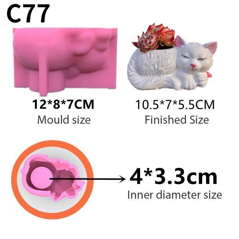 1Pcs Silicone Mold Cute Cat Dog Flower Pot Succulent DIY Making Resin Concrete Vase Cactus Candle Silicone Mold Home Decor Tool