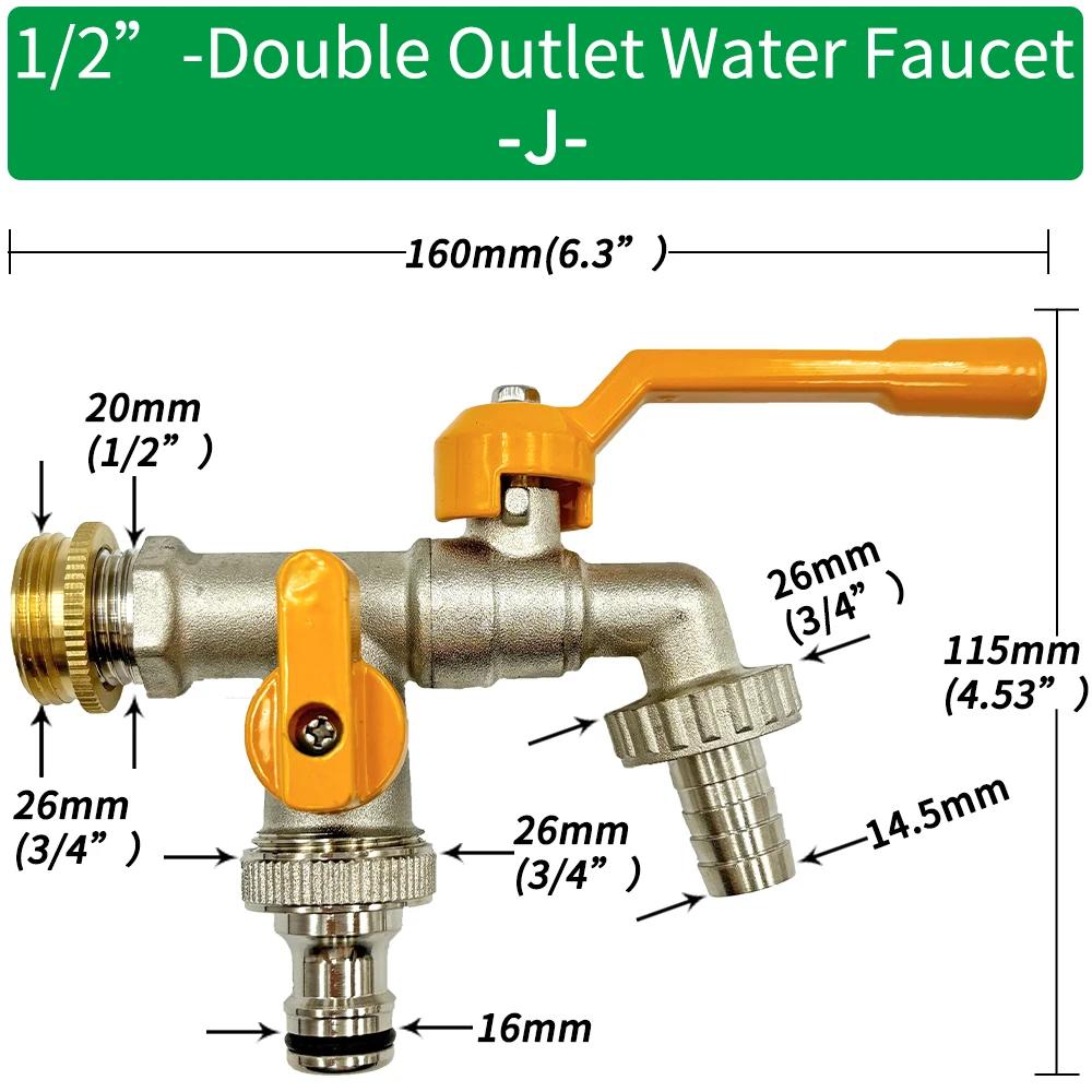 Garden Hose Brass Faucet Adapter 1/2" - Suitable for IBC Tanks, Irrigation Fittings, Reliable Ball Valve Replacement Accessories