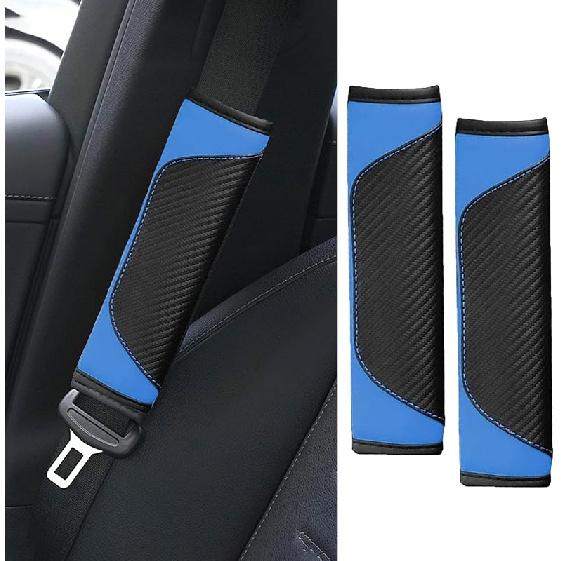 2PCS Car Seat Belt Cover Pad, Soft Carbon Fiber Leather Seatbelt Shoulder Protector For A More Comfortable Driving, Universal Safety Belt Strap Cover