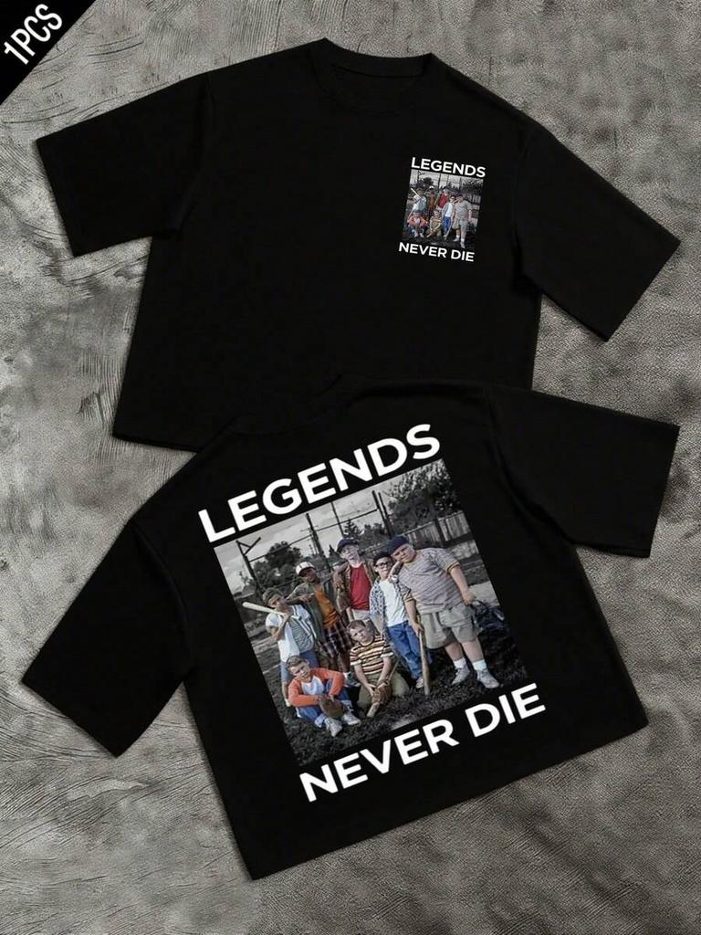 Pánské tričko Legends Never Die oboustranné 1ks Vintage Street Style Grafické Pánské oblečení Retro