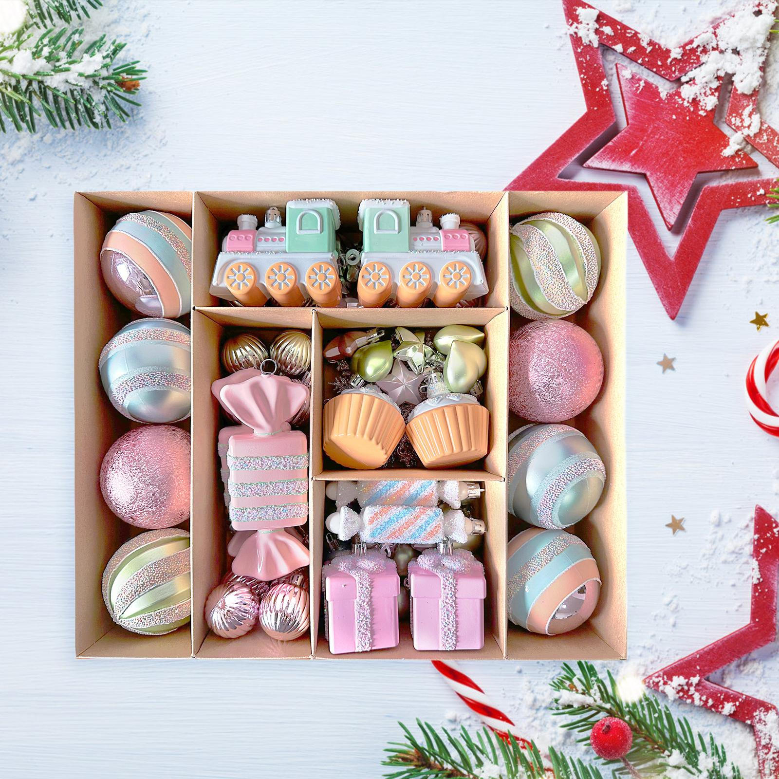 

Рождественские безделушки, подвесные подвески, набор, различные небьющиеся аксессуары, декоративные рождественские украшения 58Pcs