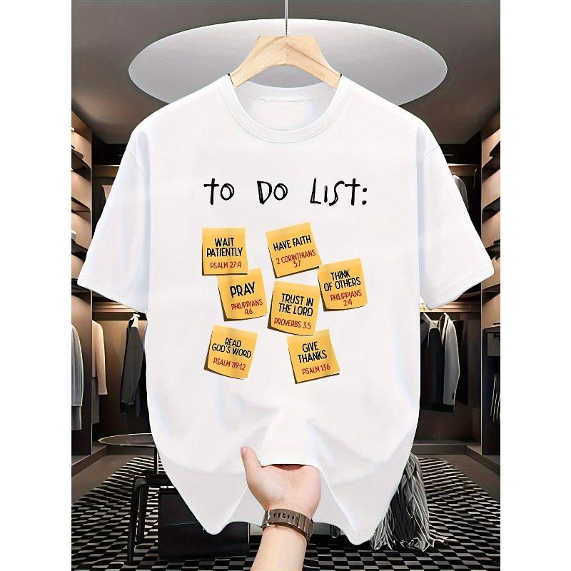 European Sizes Men's Crew Neck T-Shirt - Breathable Loose Round Neck with Bible Inspiration Print, Perfect for Easter