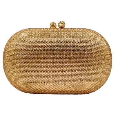 In-Stock Rhinestone Clutch: Solid Color Evening Bag with Diamonds