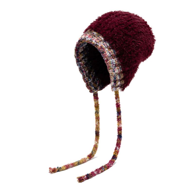 Dicke Plüsch-Fleece-Mütze Herbst Winter Damen Strickmütze Kälteschutz Warm Ohrenschutz Wollmütze