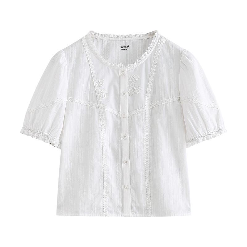 

Inman French Ruffle Embroidered Short Sleeve Shirt S