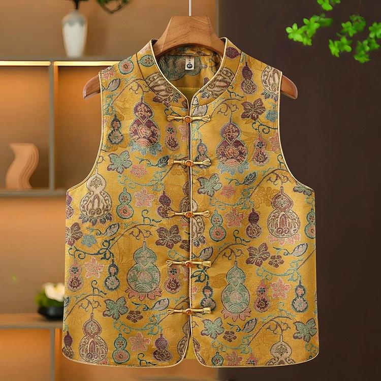 

Elegant Early Spring Vest for Middle-aged and Elderly Women - 2026 New Chinese Style XL жовтий