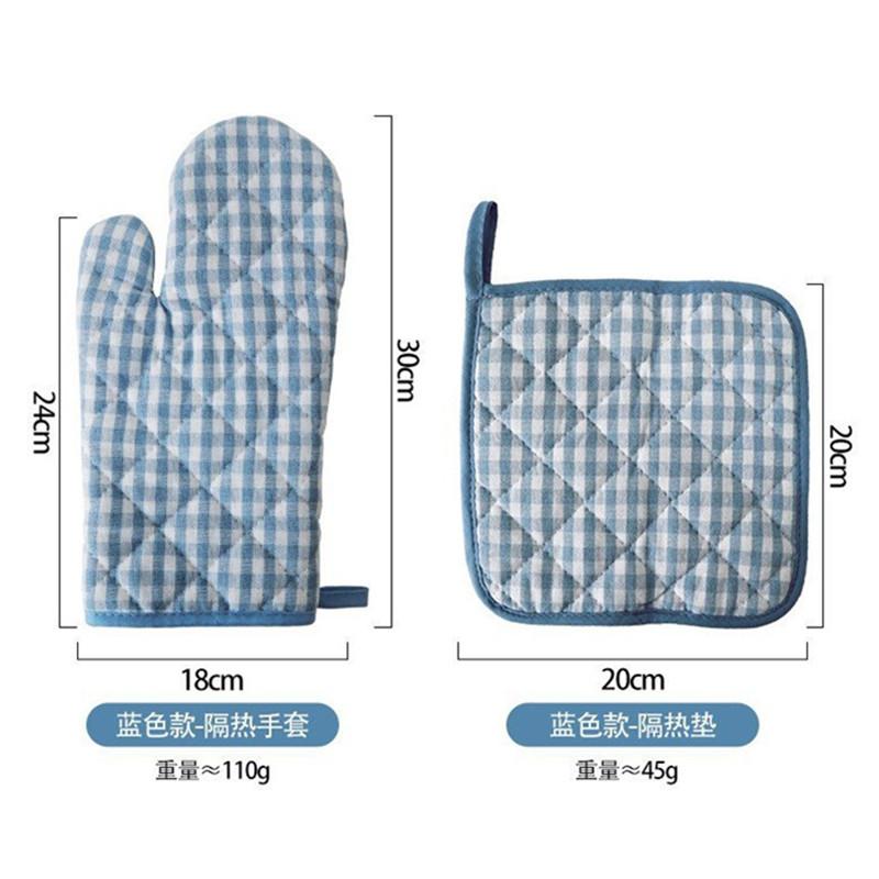 1Pc Plaid Cotton Heat Resistant Home Kitchen Baking Tool Insulation Microwave Glove Insulation Holder Pad
